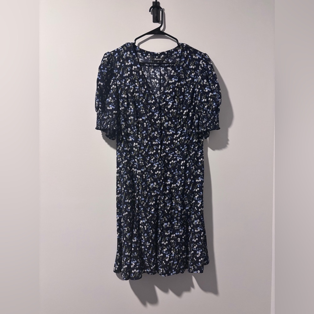 Madewell Navy Floral V-Neck Mini Dress - NWT
